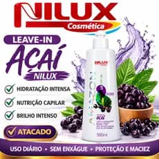 Leave-in Açaí Nilux 500ml Hidratante Capilar Profissional Nutrição e Brilho Sem Enxágue