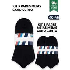 ​Kit 3 ou 6 pares Meias Cano Curto Masculina Feminina Esportiva Algodão Adulto Confortável Academia