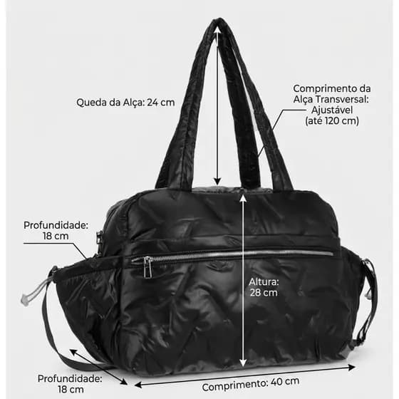 Bolsa Feminina Puffer Acolchoada Estilo Utilitária Grande Leve