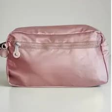 Necessaire Feminina Nylon Metálico 3 Divisórias - Bolsa Organizadora Viagem Maquiagem Grande Espaçosa Sem Logo Várias