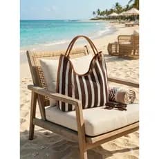 Bolsa Feminina de Praia Listrada Crochê Blogueira Luxo Grande Ombro Bolsa Sacola Tote Mesh Verão 2026