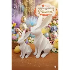 KIT 2 Coelhos Pascoa Decoração Moderna Luxo Minimalista Enfeite