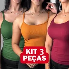 Kit 3 Regata Feminina Regata Feminina Alça Fina Básica Moda Basic Blusinha Verão Calor Blusa Sortida