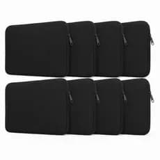 Kit 8 Capas Luvas Notebook 15,6 Neoprene Preto Com Zíper Compativel Lenovo Multilaser Dell Acer Asus