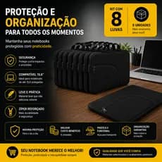 Luva Notebook 15,6 Kit 8 Unidades Proteção Antirrisco com Alça e Bolso para Acessórios