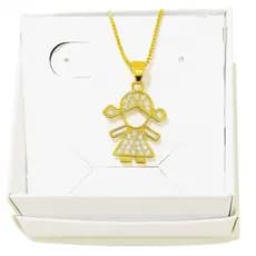 Colar Pingente Filhos Menino ou Menina com Zircônias