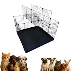 Cercadinho Pet 40x40 com Grade Metálica, Forro Incluso e 2 Tampas de Segurança