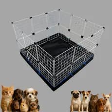 Cercadinho 30x30 para Pet com Grade de Ferro, Sem Tampa e Forro Branco/Preto
