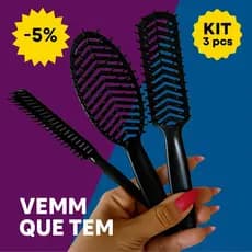 Kit Mariana/Escova Oval mafê - Pente 3 Fileiras - escova mariana - lisos - cachos (CORES SORTIDAS)