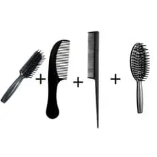 kit 4 escovas para cabelo -(CORES SORTIDAS)  escova mafe , mariana pente fino e pente  bonitão