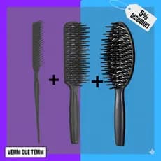 Mafê Escovas Para Cabelo Kit 3Und Escovas Mariana, Mafê, Tres Fileiras COR SORTIDA