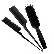 Kit Mariana Escovas Para Cabelos Pente Fino + Escova + Pente Três Fileiras (Cores Sortidas)