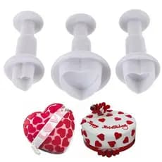 3 Pçs/Set Bolo Assando Molde Do Bolinho Da Forma Coração DIY Êmbolo Cortador Moldes Sugarcraft Decoração Biscoito