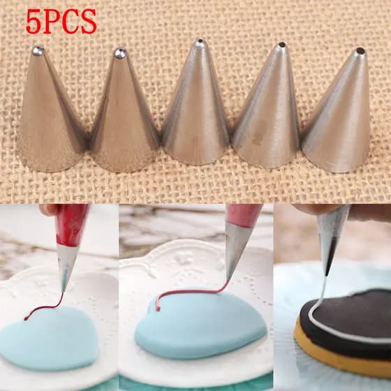 5 Pçs/Set Rodada De Aço Inoxidável Tubulação Dicas Pastelaria Bolo Cookie Cream Bicos Confeiteiro Piping Decoração Do