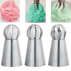 3 Pcs Creme Pastelaria Dicas De Decoração Set Aço Inoxidável Tulipa Russa Confeiteiro Piping Bicos Bolo Queque Ferramentas De Cozimento
