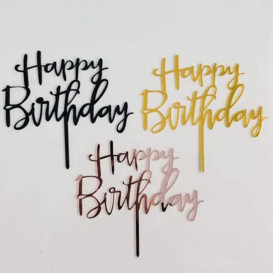 Acrílico ​ Feliz Aniversário Topper De Bolo Para Decoração De Sobremesa Festa De Lovely