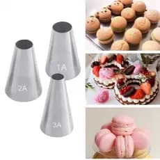 3pçs Bico De Bolo De Metal Redondo De Tamanho Grande Decoração Ponta De Aço Inoxidável Pastelaria Ferramentas#1A #2A #3A