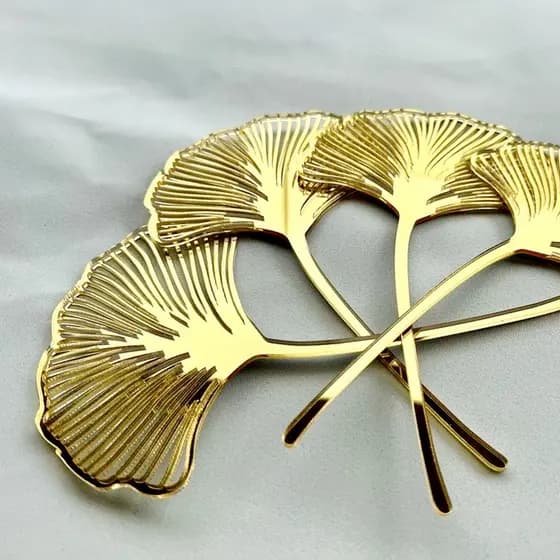 Acrílico Ouro Ginkgo Deixa Topper Bolo De Feliz Aniversário Acessórios Para Festa Suprimentos Ferramentas Decoração De