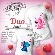 Kit 2 camisetas basicas Stitch Angel Disney LOVE Lilo e Stitch Filme Conjunto de Casal Dia Dos Namorados Unissex