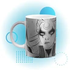 Caneca Personalizada de Cerâmica Cromada - Diana Lunari League of Legends LoL 325ml