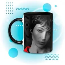 Caneca de Cerâmica  Alça e Interior Colorido Preta Tokio La Casa de Papel Netflix 325ml