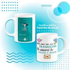 Caneca Branca Personalizada - Música do Casal! Roberta campos - De Janeiro a Janeiro - DIA DOS NAMORADOS