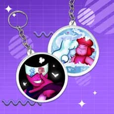 Chaveiro de ACRÍLICO Stiven Universo Cartoon Network Frente e Verso Cristal Gems Garnet