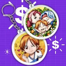 Chaveiro de ACRÍLICO One Piece frente e verso Nami Usopp Robin