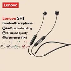 Fone de Ouvido sem Fio Bluetooth Esportivo Preto de Pescoço Lenovo SH1