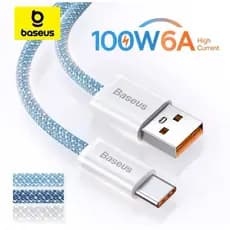 Cabo de Dados e Carregamento Baseus Dynamic USB para Tipo-C 100W 1m Preto e Azul (Não Compatível com iPhone)