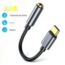 Adaptador Auxiliar Tipo C para Fone de Ouvido P2 3.5mm - Compatível com Linha Samsung, iPhone e Xiaomi