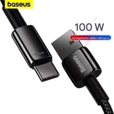 Cabo Baseus USB Tipo C  Carregamento Rápido e Dados - 100W Tungsten Gold 2 Metros