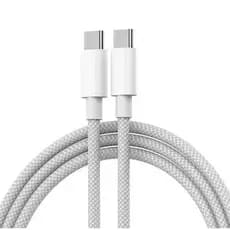 Cabo de Dados e Carregamento USB-C para Tipo C, Carregamento Turbo PD 60W - 2m Branco e Rosa