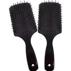 Kit 2 Escovas Raquete Preta Almofadada Quadrada Preta Black 533