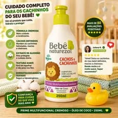 Creme Para Pantear Multifuncional Para Bebê Natureza Cachos e Cachinhos –  Kids 250ml | Óleo de Coco | Vegano