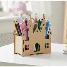 Kit Centro de Mesa Castelo da Princesa Cachepo Aniversários e Festas MDF Cru