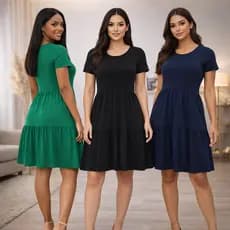 Vestido Feminino Midi Três Marias Malha Confortável Manga Curta Moda Feminina Curto Elegante Casual
