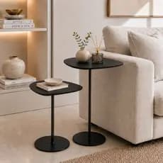 Kit mesinha orgânica lateral canto apoio estilo industrial com design orgânico decoração sala