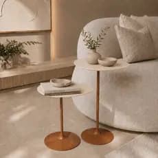 Conjunto mesa lateral orgânica industrial decoração design orgânico sala canto sofá mesinha apoio