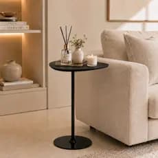 Mesinha lateral orgânica canto apoio decoração industrial sala moderna minimalista design orgânico
