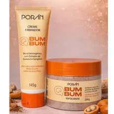 kit Creme Firmador QBum Bum + Esfoliante QBum Bum – Porán TRATAMENTO COMPLETO, REDUZ CELULITE