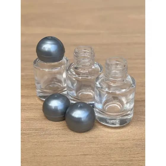 10 Frascos de Vidro 4ml Cilindro com Tampa Bola Prateada para Porta Óleo, Lembrancinha e Perfume.