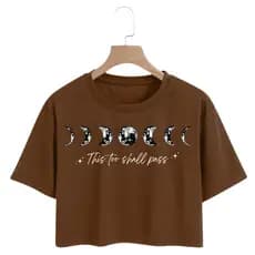 Camiseta Feminina Cropped Básica De Malha Algodão Lua Fases
