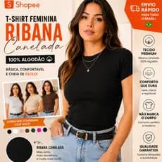 Blusa Básica Ribana Canelado Premium Casual Moda Gringa Basico Camiseta T-Shirt