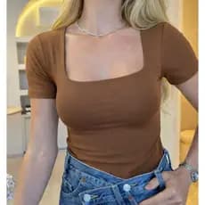 Blusa Suplex Feminina Decote Quadrado Básica Premium Blogueira Academia Dia a Dia