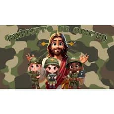 Painel exercito de cristo retangular de lona para decoração de festa de aniversário infantil. Várias medidas.