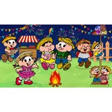 Painel Festa Junina da Monica retangular de lona para decoração de festa de aniversário infantil. Várias medidas.