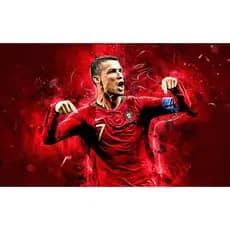 Painel Cristiano Ronaldo Neon retangular de lona para decoração de festa de aniversário infantil. Várias medidas.