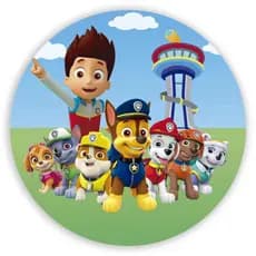 Painel Festa Infantil Redondo Patrulha Canina Céu Azul + Arco, Suporte incluso. Fazemos personalizado com qualquer tema. Confeccionado em Lona fosca, impressão de alta resolução. cenário Circular p/ Decoração