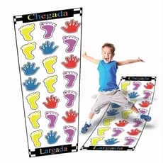 Amarelinha Pedagógica Tapete Sensorial Pés E Mãos, Ideal para brincadeira na escola, material pedagógico, para menino ou menina, usado na aula de educação física ou intervalo, recreio escolar. ref: Fun161